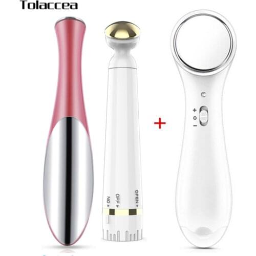 2021 Electric Facial Cleaner Wash Face Machine Skin Pore Cleaner+Vibration Eye Face Massager Anti-Ageing Wrinkle Dark Circle Pen