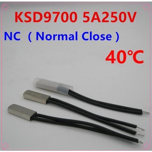 5pcs/lot KSD9700 5A250V 40 Degree Celsius (N.C.) Normal Close Temperature Switch Thermostat Thermal Protector