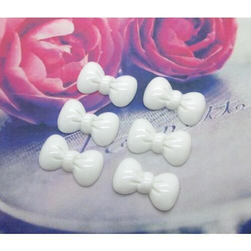 50Pcs Resin White Bowknot Crafts Flatback Cabochon Scrapbooking Decorations Fit Hair Clips Embellishments Beads Diy