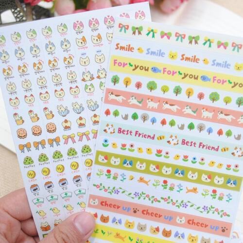 6 pcs/lot Cute Cat Decorative Handmade Stickers Bullet Journal Kawaii Scrapbooking Diary Japanese Stationery Sticker Paper