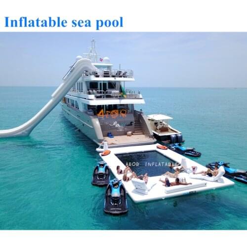 Aeor Giant Jellyfish Protection Floating Mat Yacht Pools Inflatable Sea Pool with Net for Yacht Boats Leisure Water Park