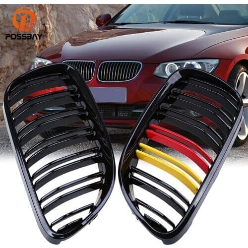POSSBAY Car Front Kidney Grille German Flap Double Slats Racing Grills for BMW 3-Series E93 318i/320d Cabrio 2010-2013 Facelift
