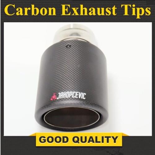 Car Matte Carbon Fiber Muffler Tip Exhaust System Pipe Mufflers Nozzle Universal Crimping Stainless Silver For Akrapovic