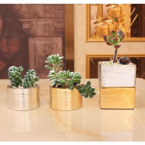 Middle East golden and silver plating European household pottery vase flower shop small pots