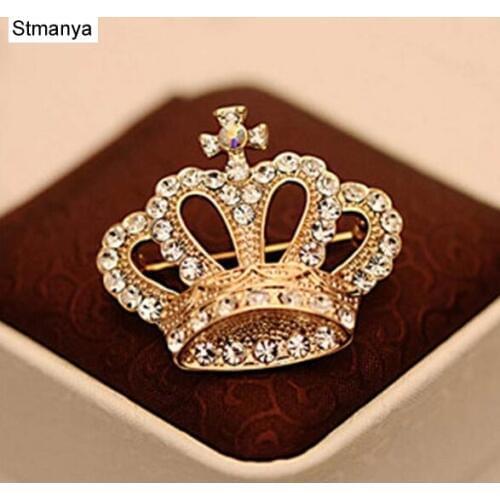 Crown Brooch New Fashion Rhinestone Crystal Luxury Imperial Crown Brooches Pin Corsage For Women Gift #15009