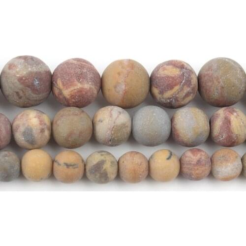 6/8/10mm Natural Matte Flower Stone Beads Round Loose Beads for Accessories Jewellery Making Diy Bracelet 15''/Stand