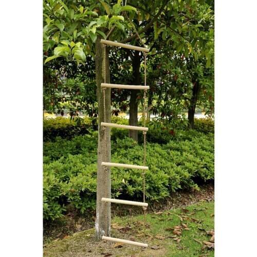 2pcs Wooden 5 Rungs Rope Climbing Ladder & Flat Seat Swing Chair Kids Playground Activity Toy Playhouse Set