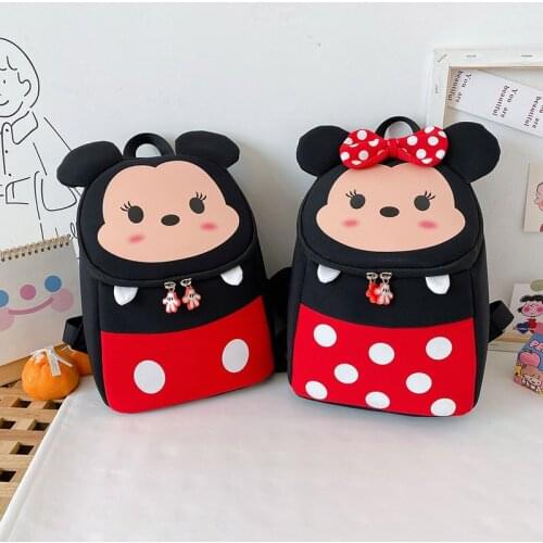 Disney Children Mickey Minnie Mouse Schoolbag Anti-lost Kids Backpacks Kindergarten Backpack Baby Girls Boys Rucksack