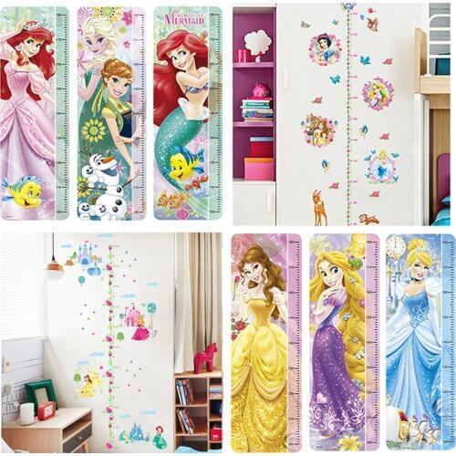 Diy Cartoon Princess Theme Growth Chart Wall Stickers For Home Decoration Kids Height Measure Wall Decals Anime Mural Art