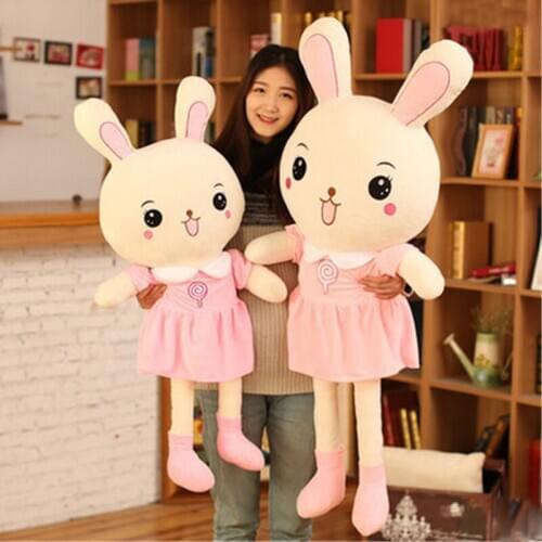 Fancytrader Huge 150cm Giant Lovely Cartoon PINK Bunny Plush Doll 59inch Big Stuffed Rabbit Toy Pillow Girl Present