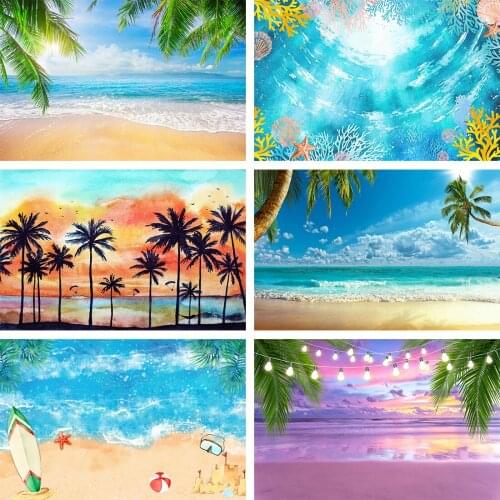 Sunset Scenery Sea Beach Photography Backdrop Child Adult Portrait Coconut Tree Photostudio Summer Islands Kids Party Background