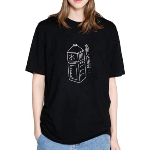 Funny Graphic Print Tshirt Women Short Sleeve Cotton T Shirts Woman Black White Loose T Shirt Women Tops Women 2020