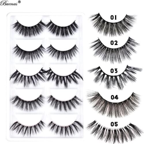 BUENAS 50 pairs Faux mink fur false eyelashes 3D full strip lashes mix styles eyelashes extensions 3d eyelash Mix01