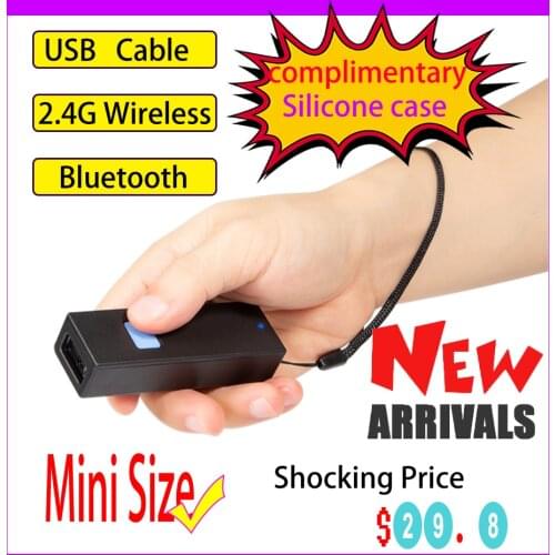 EVAWGIB EV-CM2 CCD 1D Mini Szie Barcode Scanner EV-DM2 CMOS 2D Protable Barcode Scanners USB & 2.4G & Bluetooth 3-in-1 QR Reader