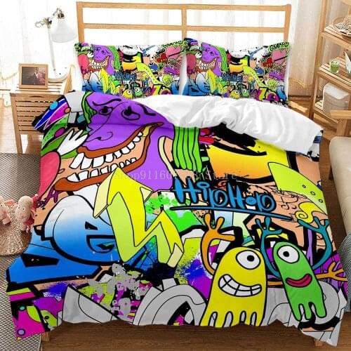 Doodling Hip Hop Bedding 2/3-piece Set Duvet Cover Europe Size Cartoon Quilt Cover With Pillowcase Customize Design Dropshipping