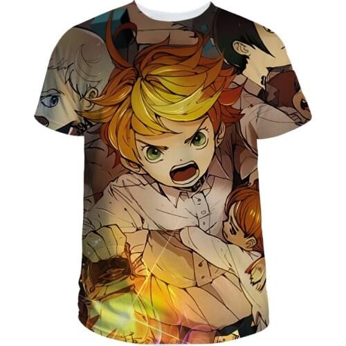 Summer Tee The Promised Neverland Oversized Kawaii 3D Printing Unisex Japanese Anime 2021 New Top Streetwear T-shirt hot sales