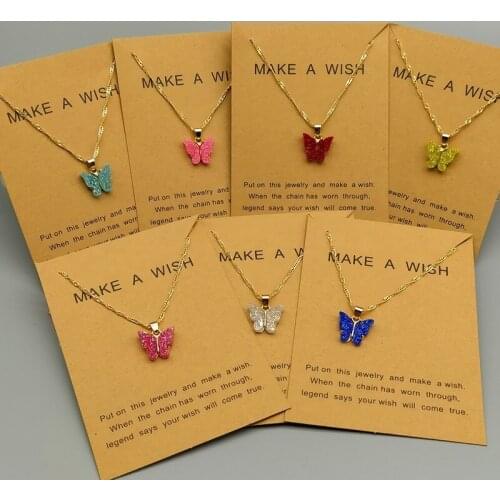 Cute Fashion Pendant Necklace for Girl Women Colorful Cute Romantic Butterfly Design Short Collar Jewelry Gift For Friend