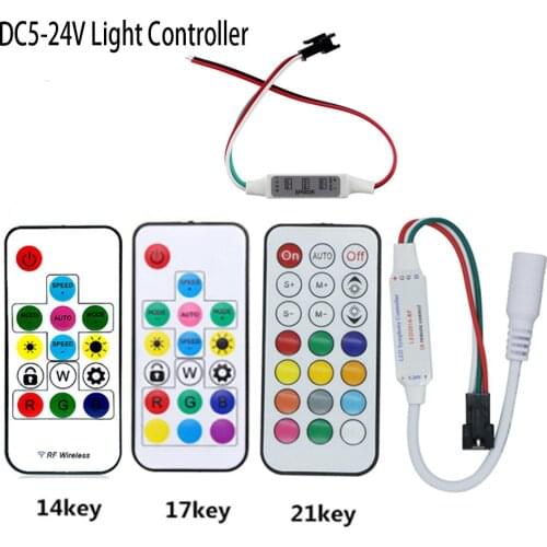 Mini 3key RF 14key 17key 21key Led Pixel Strip DC5-24V Light Controller For WS2811 WS2812B SK6812 6803 With Remote Controller
