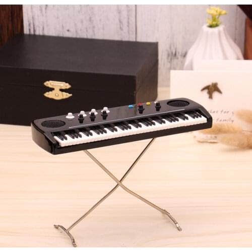 Miniature Electronic organ Model Replica with Case Dollhouse Accessories Mini Musical Instrument Ornaments Electronic Keyboard
