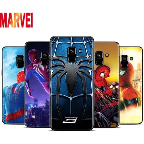 Fashion Marvel Spiderman Soft TPU For Samsung Galaxy A8 A9 A7 A750 A6 A5 A3 A6S A8S Star Plus 2016 2017 2018 Black Phone Case