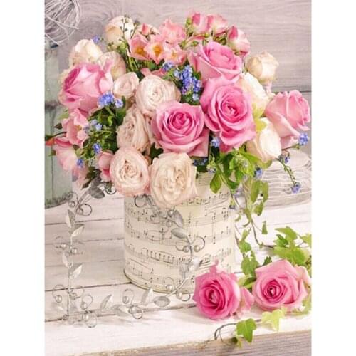 Flower Rose DIY 11CT Cross Stitch Embroidery Kits Craft Needlework Set Printed Canvas Cotton Thread New Design For Living Room