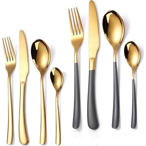 High Quality Gold Tableware Set 18/10 Stainless Steel Dinnerware Set Knife Fork Spoon Flatware Set Dishwasher Safe Cutlery Set