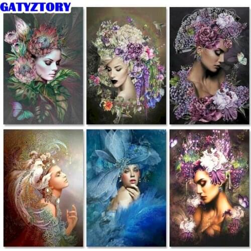 GATYZTORY 60x75cm DIY Painting Number Portrait Kits on Canvas Abstract Women HandPainted Wall Pictures For Living Room