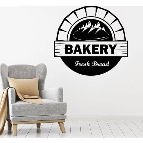 Bakery Logo Wall Decal Oven Bakehouse Baking Fresh Bread Vinyl Window Stickers Mural Bake Shop Kitchen Interior Decor Art M209