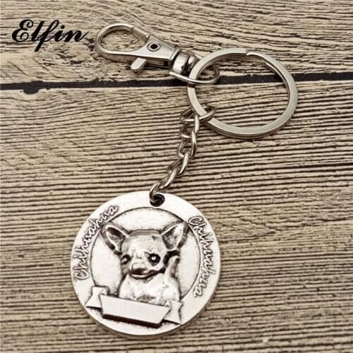 New Vintage Chihuahua Keychains Antique Silver Plated Chihuahua Key Chains Keyrings Pet Dog Jewellery