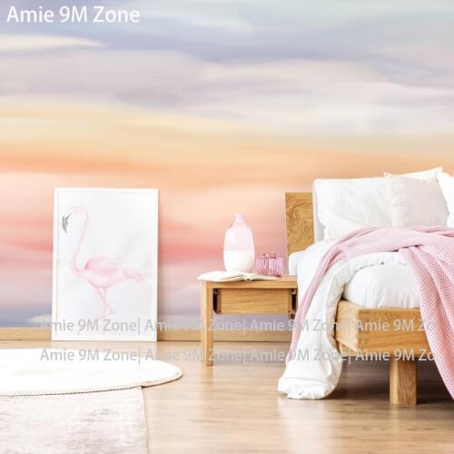 Amie 9M Zone warm gradient orange peach pink color cloud bed room wallpaper wall decor discount customers wall size for wail