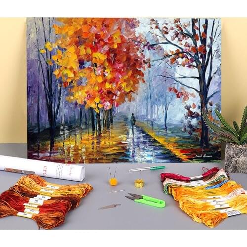 October Fog Printed 11CT Cross-Stitch Embroidery Complete Kit DMC Threads Hobby Painting Knitting Sewing Gift Room Decor Stamped