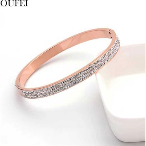 OUFEI Rose Gold Love Bracelet For Women Jewellery Accessories Stainless Steel Jewelry Woman Vogue 2019 Free Shipping