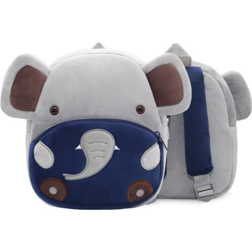 Cartoon Elephant Plush Backpacks Kindergarten Schoolbags Cute Animals Knapsacks Light Soft Mini School Bag For 2-4 Years