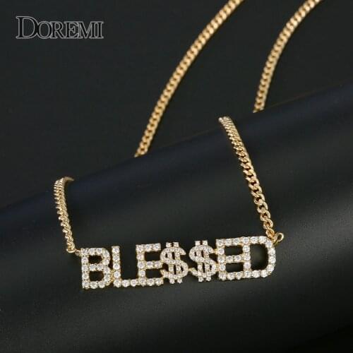 DOREMI 9mm Crystal Pendant Letters Necklace for Women Custom Jewelry Custom Name Necklaces Numbers Personalized Zirconia Pendant