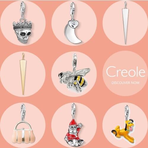 Skull King Moon Heart Triangle Bee Bag Santa Claus Dog Charm Pendant,2019 Summer Fashion Trendy Jewelry 925 Sterling Silver Gift