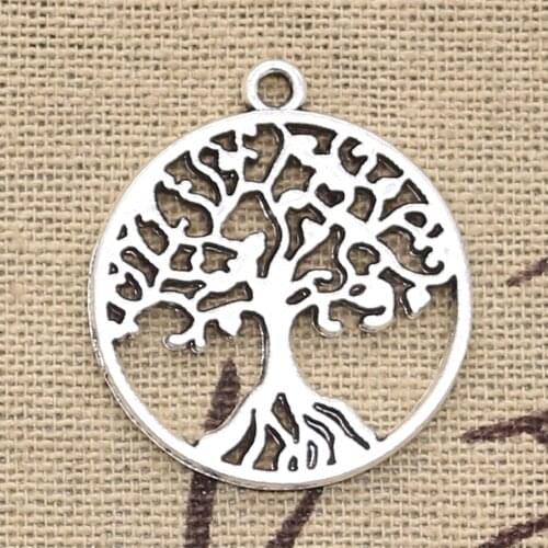 8pcs Charms World Life Tree 29x26mm Antique Silver Color Plated Pendants Making DIY Handmade Tibetan Finding Jewelry