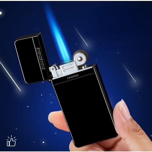 Clamshell Grinding Wheel Straight Into The Lighter Metal Straight Into The Blue Flame Creative Gift Lighter Tobacco Accessories