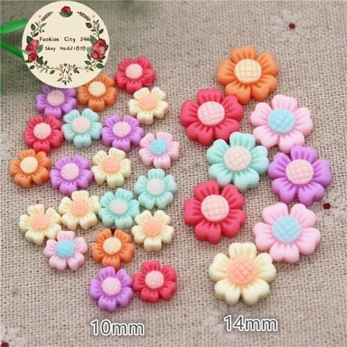 Mix Colors 10mm/14mm Resin Sunflower Flatback Cabochon Embellishment Accessories DIY Craft Scrapbooking
