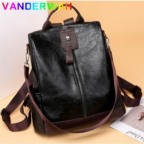 Vintage Female Leather Backpacks 3 In 1 Women Anti-theft School Bags for Teenage Girls 2021 Travel Back Pack Mochila Feminina