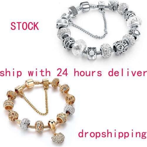 YADA ( dropshipping) gold Silver color Owl Bracelets&Bangles For Women Heart Bracelets Charm Crystal Jewelry Bracelet ST200024