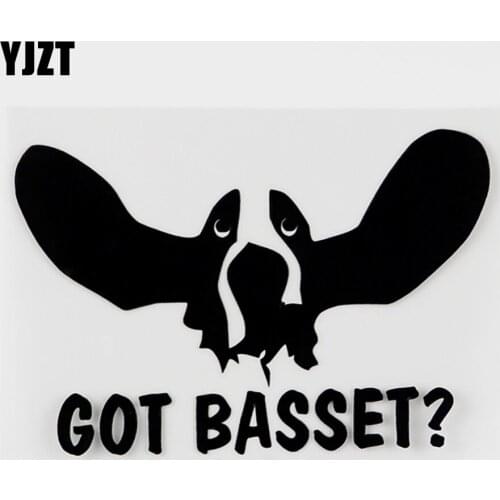 YJZT 14CMX9.3CM Funny Graphical Got Basset? Vinyl Animal Car Sticker Black/Silver 8C-0155