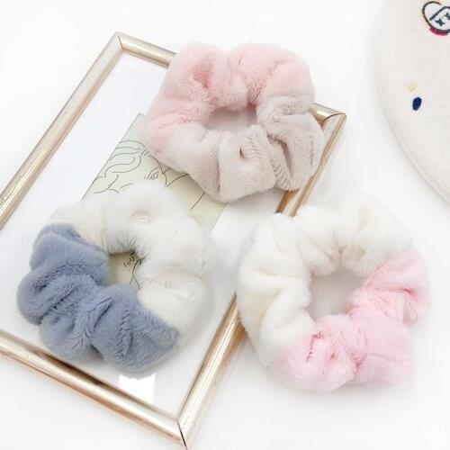 Autumn and Winter Women Girl Velvet Patchwork Elastic Hair Bands Lady Sweet Soft Scrunchies Rubber Bands Female Hair Accessories