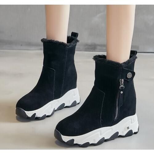 Koovan Womens Boots 2020 New Winter Snow Short Boots For Girls Female Genuine Leather Short Matte Plus Velvet Cotton Shoes 40