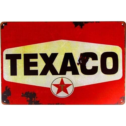 TIN SIGN Texaco Red Rust Oil Gas Station Car Service Auto Shop Garage