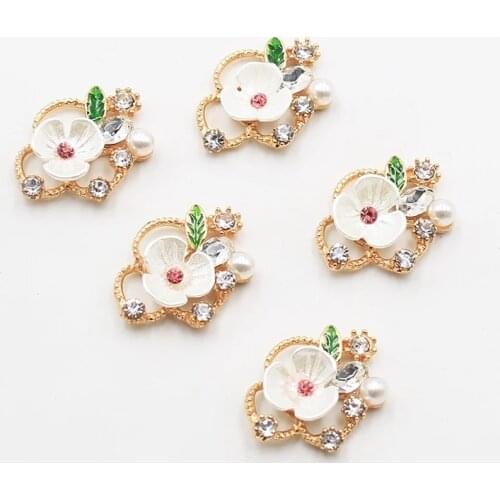 ZMASEY 10Pcs new alloy 26x17MM creative flower metal jewelry accessories flat back rhinestones, DIY wedding party decoration acc