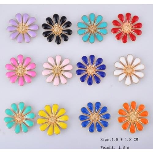 10pcs Enamel little Daisy charms children DIY hair material sun flower pendants girl, bride headdress alloy jewelry accessories