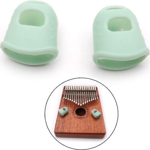 2pcs Kalimba Silicone Finger Fingertip Protectors for Kalimba Beginners Starters Green Large Guitar Accessories