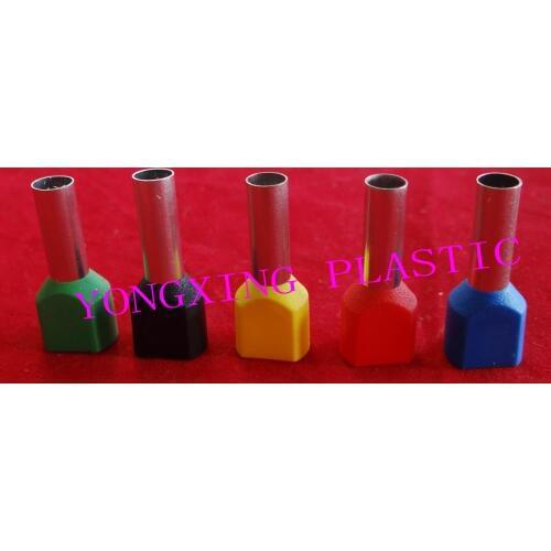 2017 freeshipping 50pcs/lot TE1508 (2X1.5mm2)Bootlace Ferrules Wire Copper Crimp Connector Insulated Cord Pin End Terminal