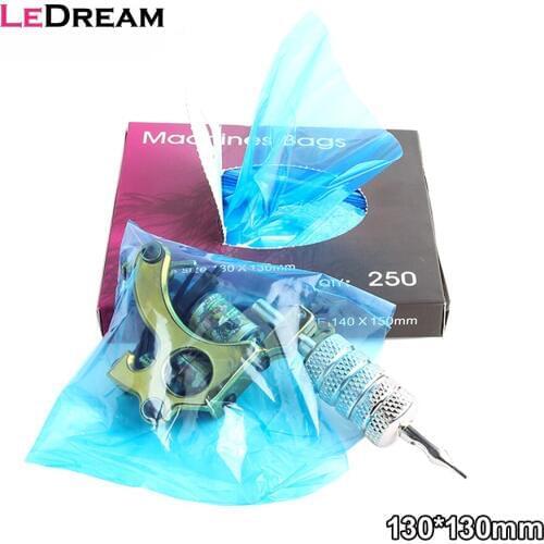 250pcs/bag Disposable Hygiene Tattoo Clip Cord Bag Plastic Blue Tattoo Machine Clip Cord Sleeve Cover Motor Bag Size 13x13CM