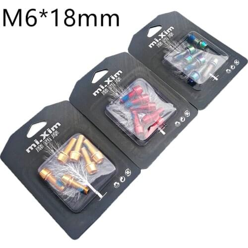 6 Pcs/set M6*18mm Bolt for Disc Brake Caliper Clamp MTB Bike Bicycle Screw Crank Lock Bolts Disc Brake Screws for Road